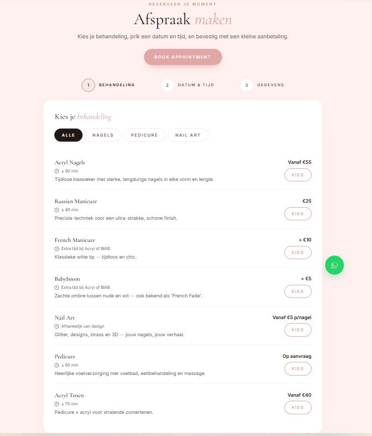 Online afspraken — behandeling kiezen